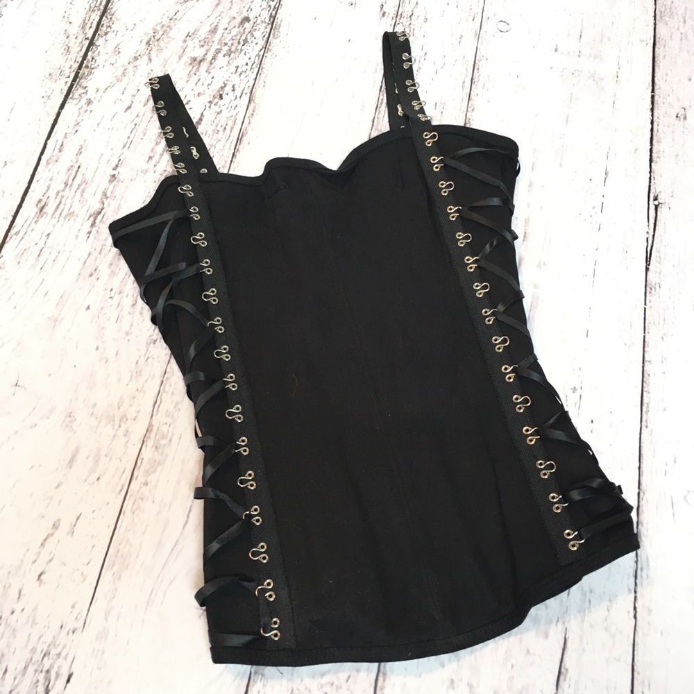 Hot Topic Black Corset Tripp Tank Top Lace Gothic